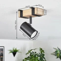 Lampes Industrielles-hofstein Storuma Plafonnier, Spot de plafond Écru, Noir, 1 lumière