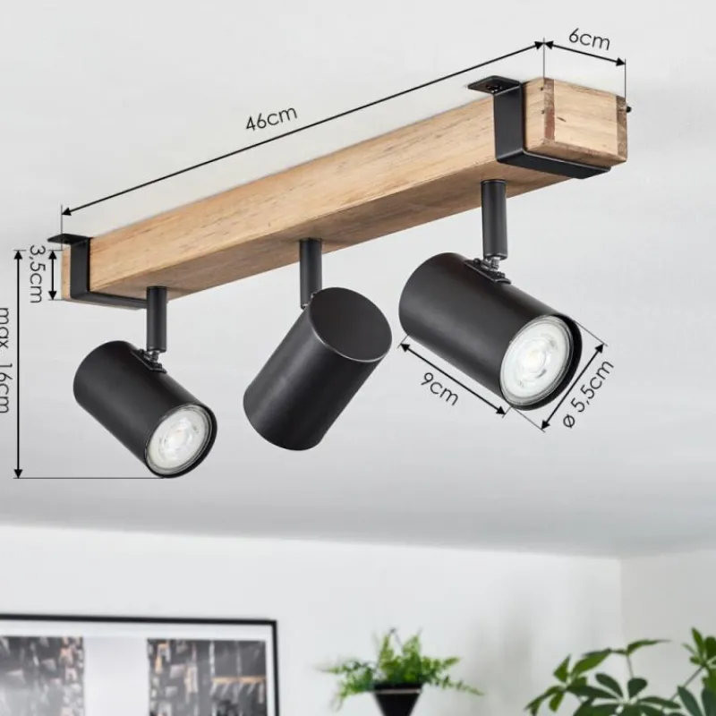 Lampes Industrielles-hofstein Storuma Plafonnier, Spot de plafond Écru, Noir, 3 lumières