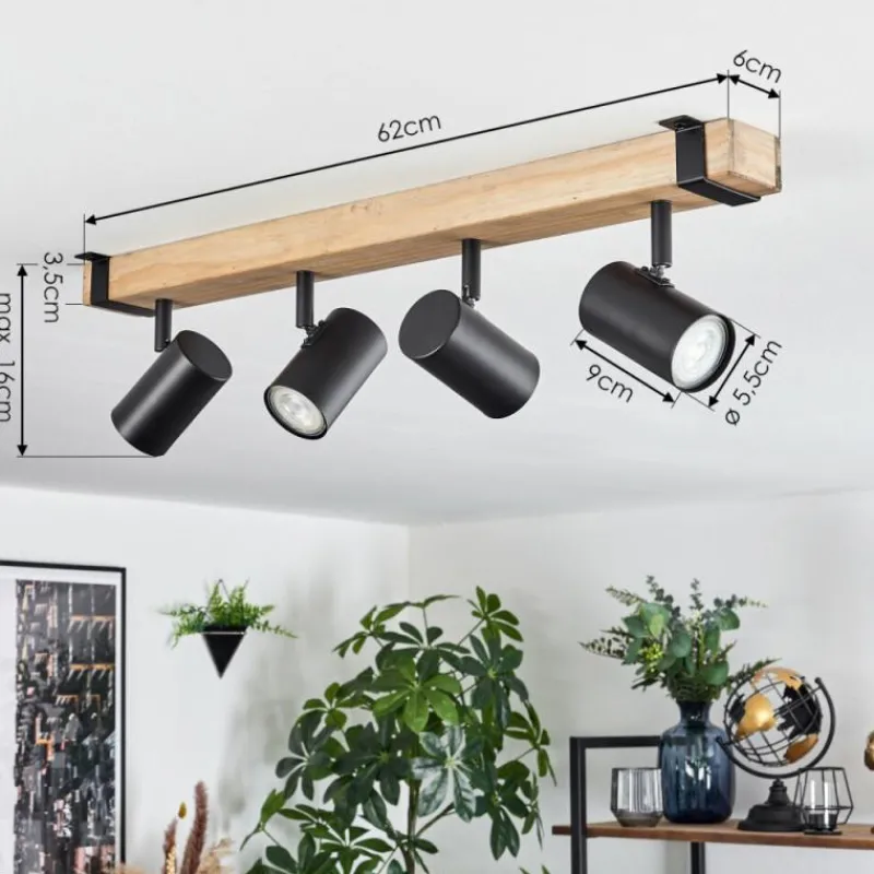 Lampes Industrielles-hofstein Storuma Plafonnier, Spot de plafond Écru, Noir, 4 lumières