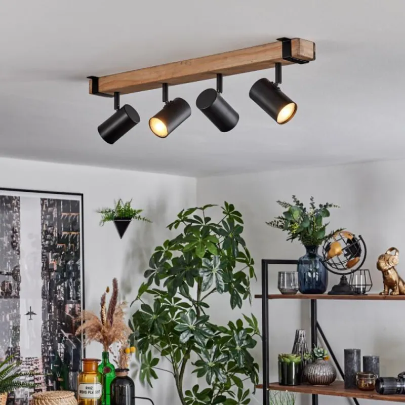 Lampes Industrielles-hofstein Storuma Plafonnier, Spot de plafond Écru, Noir, 4 lumières