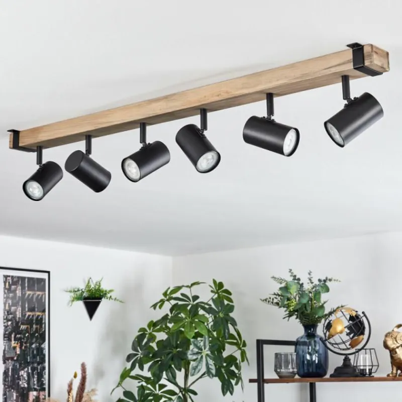 Lampes Industrielles-hofstein Storuma Plafonnier, Spot de plafond Écru, Noir, 6 lumières