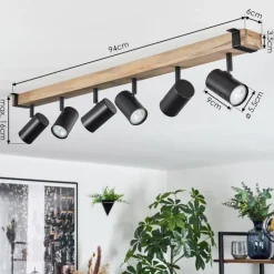 Lampes Industrielles-hofstein Storuma Plafonnier, Spot de plafond Écru, Noir, 6 lumières