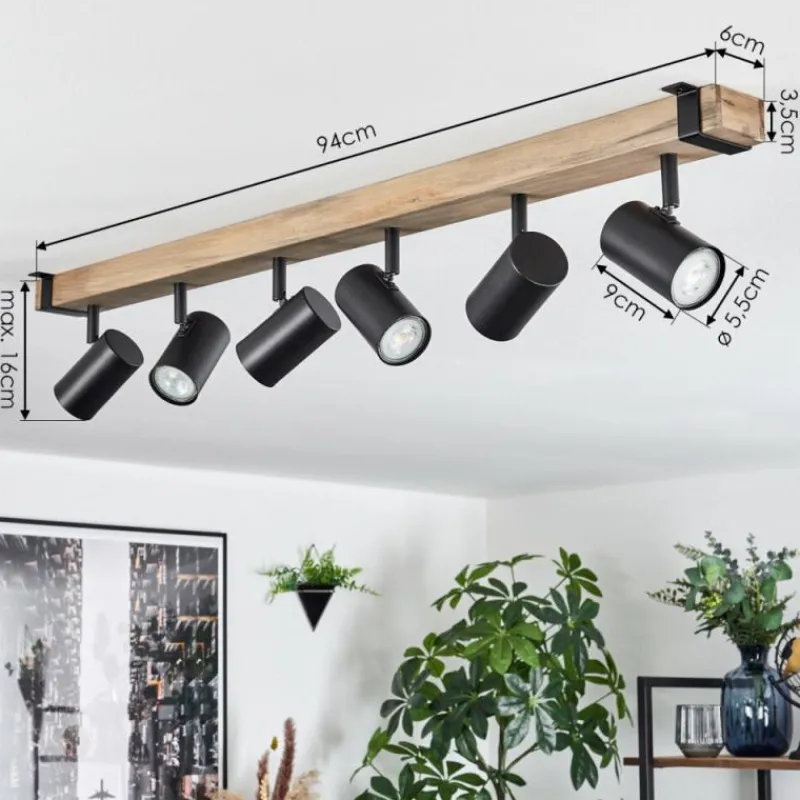 Lampes Industrielles-hofstein Storuma Plafonnier, Spot de plafond Écru, Noir, 6 lumières