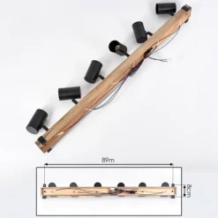 Lampes Industrielles-hofstein Storuma Plafonnier, Spot de plafond Écru, Noir, 6 lumières