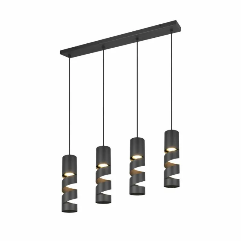 Luminaires Trio Stream Suspension Noir, 4 lumières* Suspensions