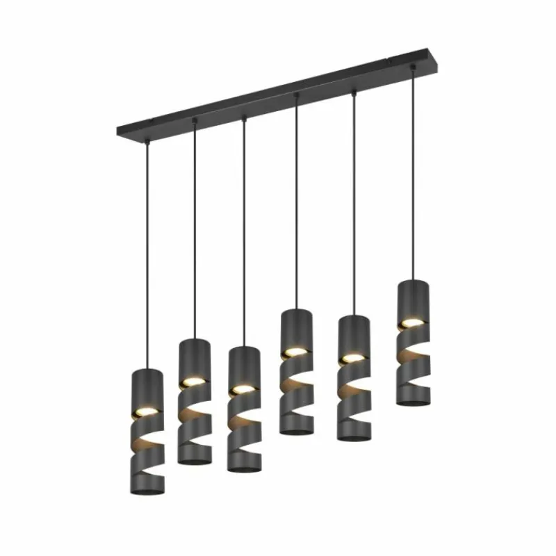 Luminaires Trio Stream Suspension Noir, 6 lumières* Suspensions