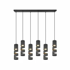 Luminaires Trio Stream Suspension Noir, 6 lumières* Suspensions