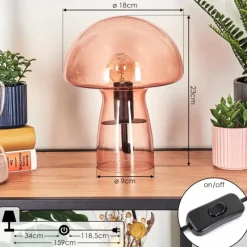 hofstein Style champignon Almagre Lampe à poser Noir, 1 lumière