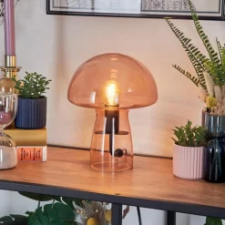 hofstein Style champignon Almagre Lampe à poser Noir, 1 lumière