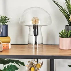 hofstein Style champignon Almagre Lampe à poser Noir, 1 lumière