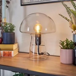 hofstein Style champignon Almagre Lampe à poser Noir, 1 lumière