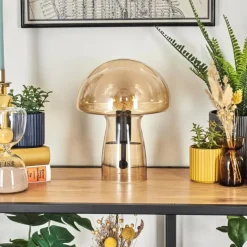 hofstein Style champignon Almagre Lampe à poser Noir, 1 lumière