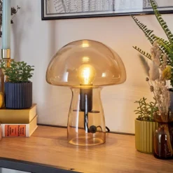 hofstein Style champignon Almagre Lampe à poser Noir, 1 lumière