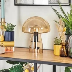 hofstein Style champignon Almagre Lampe à poser Noir, 1 lumière