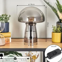 hofstein Style champignon Almagre Lampe à poser Noir, 1 lumière