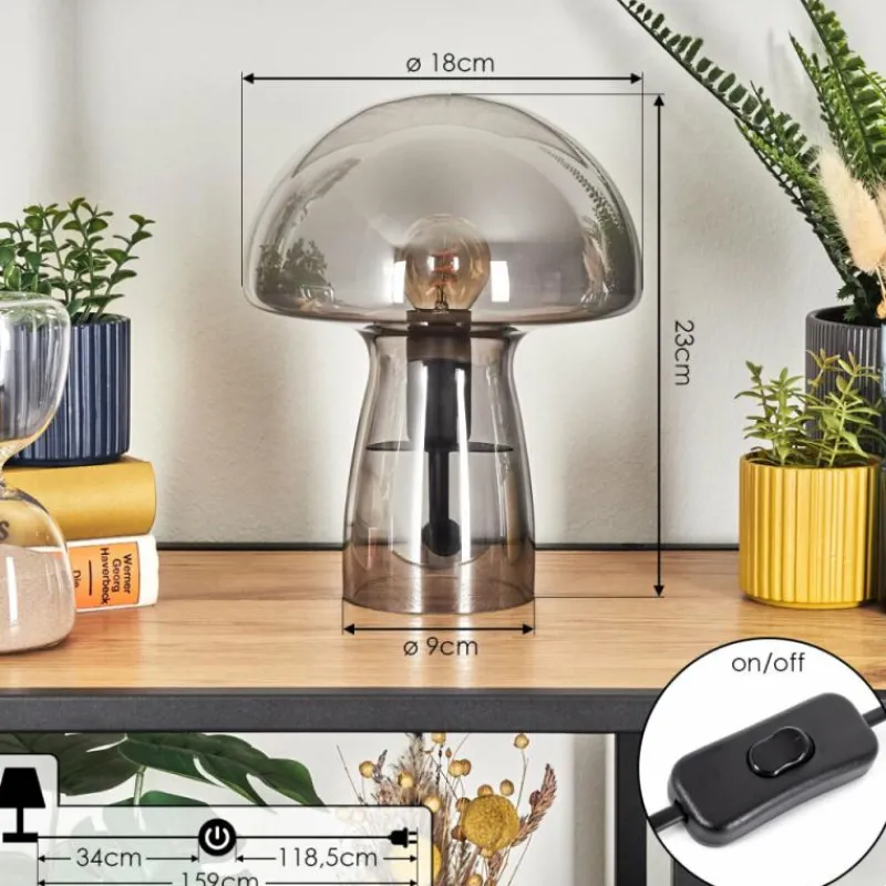 hofstein Style champignon Almagre Lampe à poser Noir, 1 lumière