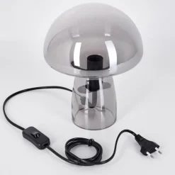 hofstein Style champignon Almagre Lampe à poser Noir, 1 lumière