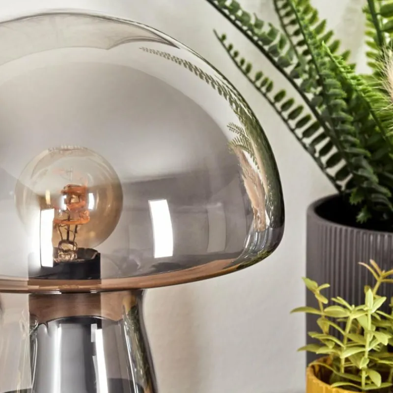 hofstein Style champignon Almagre Lampe à poser Noir, 1 lumière