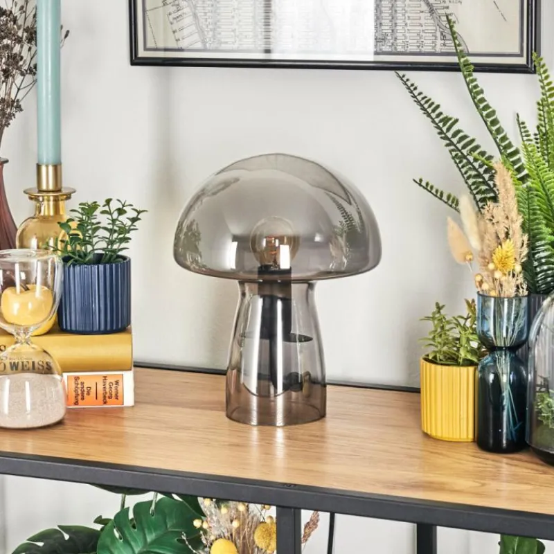 hofstein Style champignon Almagre Lampe à poser Noir, 1 lumière