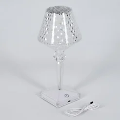 hofstein Style champignon Balsa Lampe à poser, Liseuse LED Transparent, 1 lumière