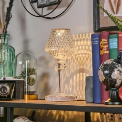 hofstein Style champignon Balsa Lampe à poser, Liseuse LED Transparent, 1 lumière