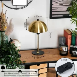 Luminaires Scandinaves-hofstein Style champignon Sandvig Lampe à poser Laiton, Noir, 1 lumière