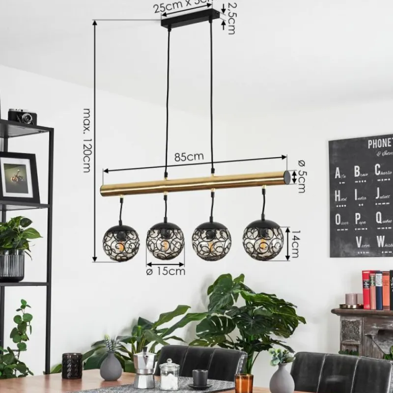 Luminaires Rustiques-hofstein Suspension Abodaneira Laiton, Noir, 4 lumières