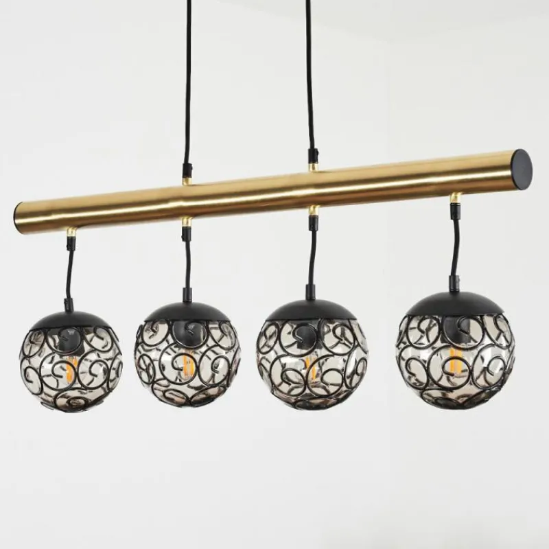 Luminaires Rustiques-hofstein Suspension Abodaneira Laiton, Noir, 4 lumières