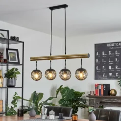 Luminaires Rustiques-hofstein Suspension Abodaneira Laiton, Noir, 4 lumières