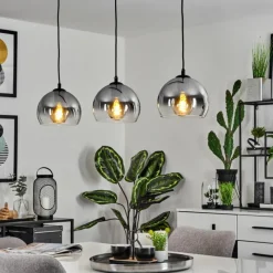 Suspension Verre Fumé-hofstein Suspension Acey Noir, 3 lumières