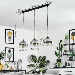 Suspension Verre Fumé-hofstein Suspension Acey Noir, 3 lumières