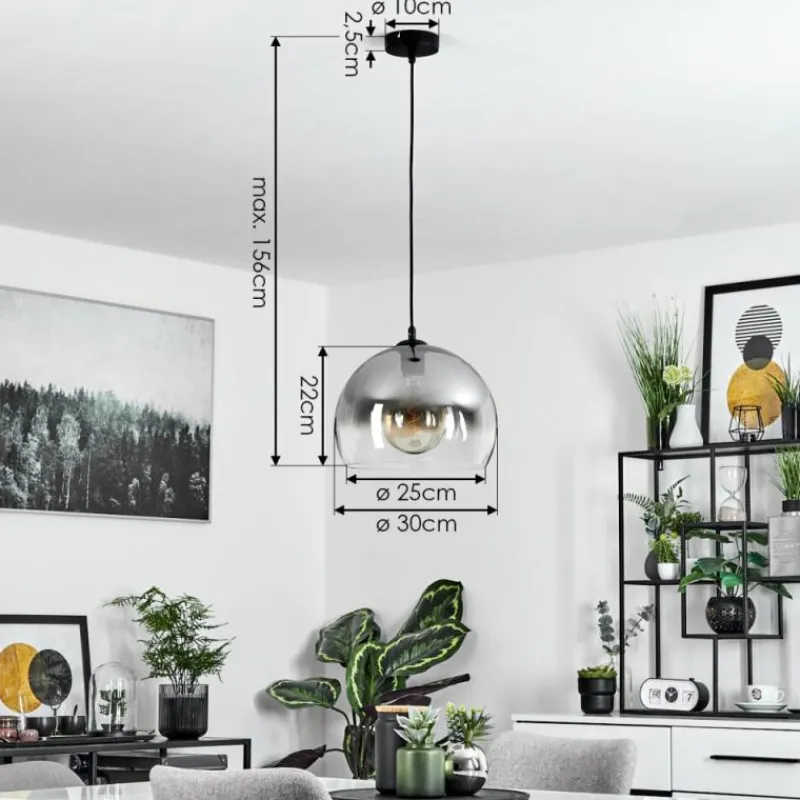 Suspension Verre Fumé-hofstein Suspension Acey Noir, 1 lumière