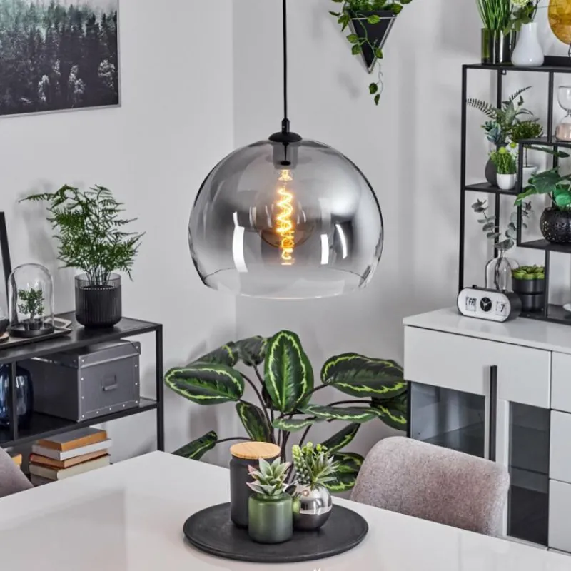 Suspension Verre Fumé-hofstein Suspension Acey Noir, 1 lumière