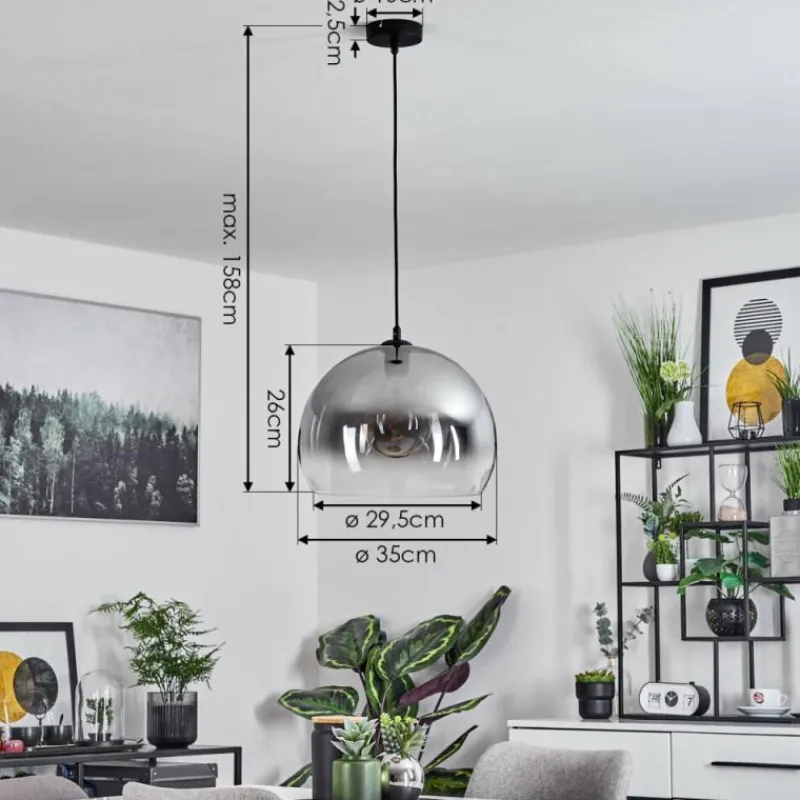 Suspension Verre Fumé-hofstein Suspension Acey Noir, 1 lumière