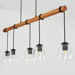 Luminaires Scandinaves-hofstein Suspension Afurada Écru, Noir, 5 lumières