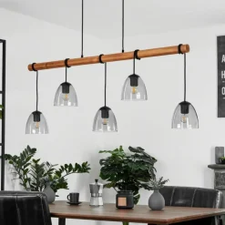Luminaires Scandinaves-hofstein Suspension Afurada Écru, Noir, 5 lumières