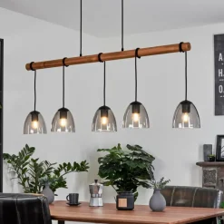 Luminaires Scandinaves-hofstein Suspension Afurada Écru, Noir, 5 lumières