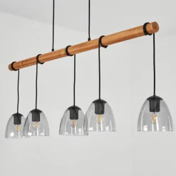 Luminaires Scandinaves-hofstein Suspension Afurada Écru, Noir, 5 lumières