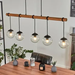 Luminaires Scandinaves-hofstein Suspension Afurada Écru, Noir, 5 lumières