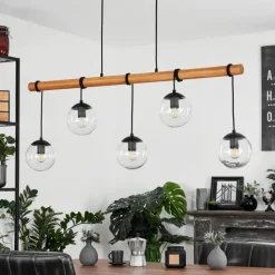 Luminaires Scandinaves-hofstein Suspension Afurada Écru, Noir, 5 lumières