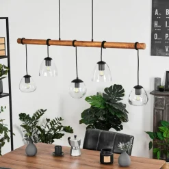Luminaires Scandinaves-hofstein Suspension Afurada Écru, Noir, 5 lumières