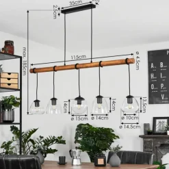 Luminaires Scandinaves-hofstein Suspension Afurada Écru, Noir, 5 lumières