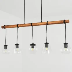 Luminaires Scandinaves-hofstein Suspension Afurada Écru, Noir, 5 lumières