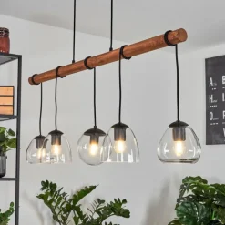 Luminaires Scandinaves-hofstein Suspension Afurada Écru, Noir, 5 lumières