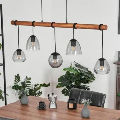 Luminaires Scandinaves-hofstein Suspension Afurada Écru, Noir, 5 lumières