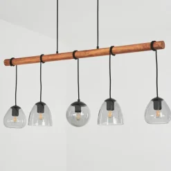 Luminaires Scandinaves-hofstein Suspension Afurada Écru, Noir, 5 lumières