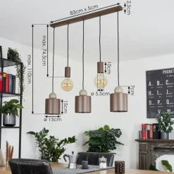 Lampes Vintages & Rétros-hofstein Suspension Alcafaz Moka, 5 lumières