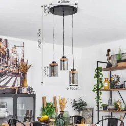Suspension Verre Fumé-hofstein Suspension Amignon Noir, 3 lumières