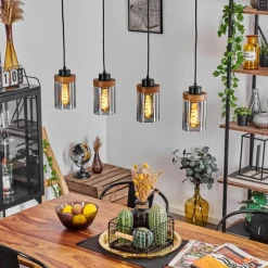 Suspension Verre Fumé-hofstein Suspension Amignon Noir, 4 lumières