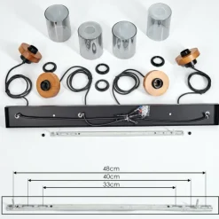 Suspension Verre Fumé-hofstein Suspension Amignon Noir, 4 lumières